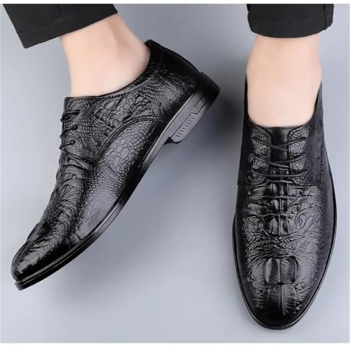Mens Business Brogue Derby Dress Shoes Crocodile Pattern Spring Autumn Formal Footwear Lace Up3