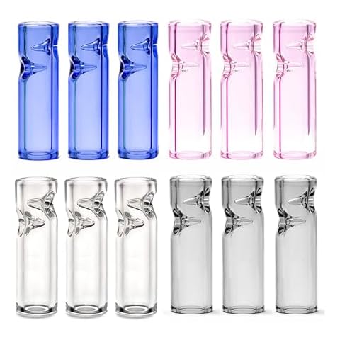 Reusable Glass Tips Holder for Cigarette Filter Round Mouthpiece, Ø8mm Diameter 35mm Length for DIY Easy Clean Color 12 Pack Cover