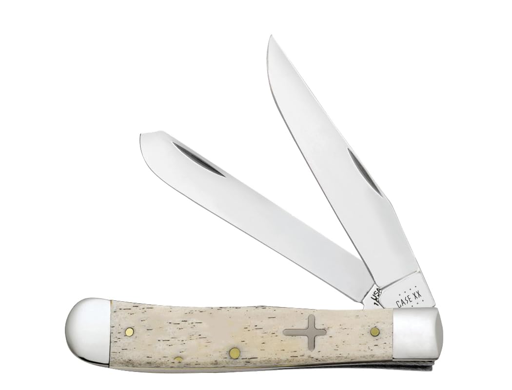 Case XX WR Pocket Knife Trapper Natural Bone Cross Shield Item 6721 - 6254 SS - Length Closed