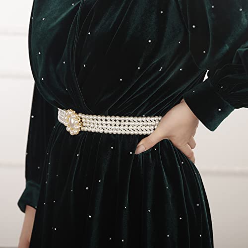 Wiwpar Sexy Elastic Crystal Pearl Belt Waist Chain Sashes Belt Adjustable Rhinestone Waist Belt for Christmas Dress Belt for Women2