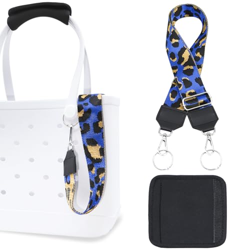 Image of Strap Wrap for Bogg Bag, Accessory for Bagg Bag, With Adjustable Shoulder Leopard Print Crossbody Strap, Black Handle Wrap Protector and Metal Buckle(Style 5)
