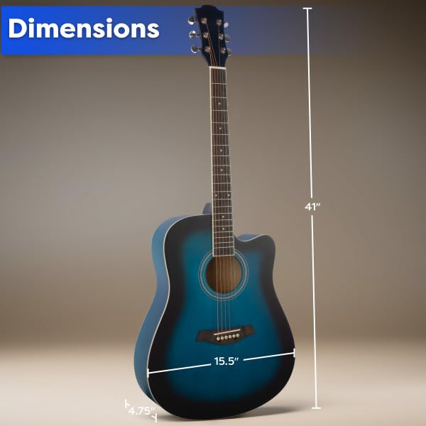 Image of 41in Acoustic Guitar - Guitar Kit with Case, Strap, Capo, Spare Strings, and Picks - Beginner Guitars for Kids and Adults by Hey Play (Blue)