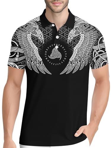 Image of PAGYMO Funny Golf Shirts for Men Crazy Printed Pattern Novelty Moisture Wicking Performance Mens Polo Shirt
