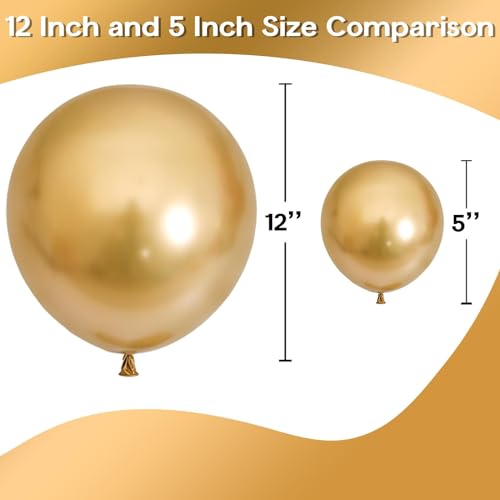 Image of Jobkoo 5 Inch Gold Balloons, 60 PCS Gold Metallic Balloon Small Metallic Gold Chrome Balloons 5'' Mini Matte Golden Latex Balloons for Birthday Graduation Anniversary Baby Shower Party Decorations