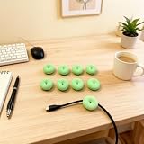 Yuxi Cloud 6-Pack Wire Organizers, Cable Management Clips, Desktop Organizer Wire Clamps, Adhesive Cable Clips, Phone Charging Cable Holders, Suitable for Bedside Tables, Cars, Office Desktops, Green