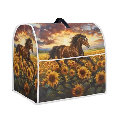 Hechitok Sunflower Horse Stand Mixer Cover for Kitchen Aid Mixer Floral Moon Kitchen Mixer Storage Bag with Portable Top Handle and Pocket Small Appliance Dust Cover Easy to Clean Nice Gifts