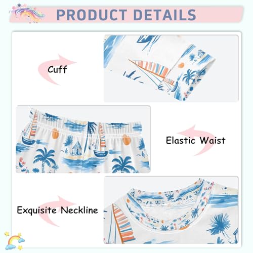 senya Palm Trees Island Pajamas Set Long Sleeve Soft Cotton Sleepwear 2 Piece4
