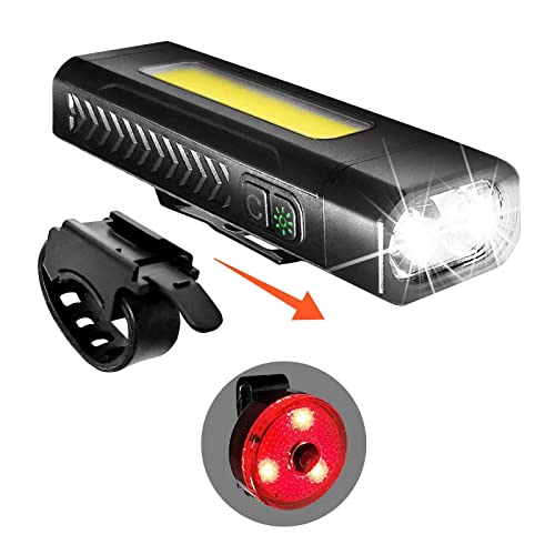 Usb Rechargeable Bike Front Lights - 1000 Lumens Headlight & Tail Light Set-With Cob Light- Water Resistant - Fits All Bicycles, Hybrid, Road, Mtb #TOP2