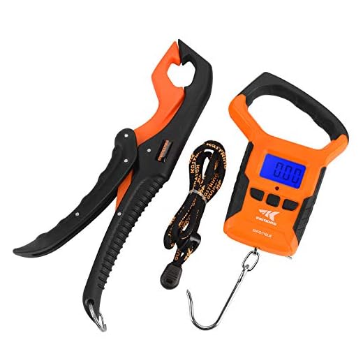 KastKing Fish Scale with Floating Lip Gripper, Water Resistant, Dual Mode – 110 LBs/50 Kg, Light and Strong ABS Frame, Non-Slip Handle, Retractable 38” Tape Measure and Floating Lip Gripper Combo