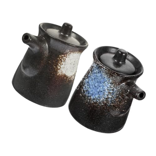 HOMOBABE 2 Piezas Olla de condimento de cerámica tapas vinagre cocinar kimchi contenedor de jarabe soja Utensilio de cocina de cerámica olla de vinagre olla de aceite para el hogar