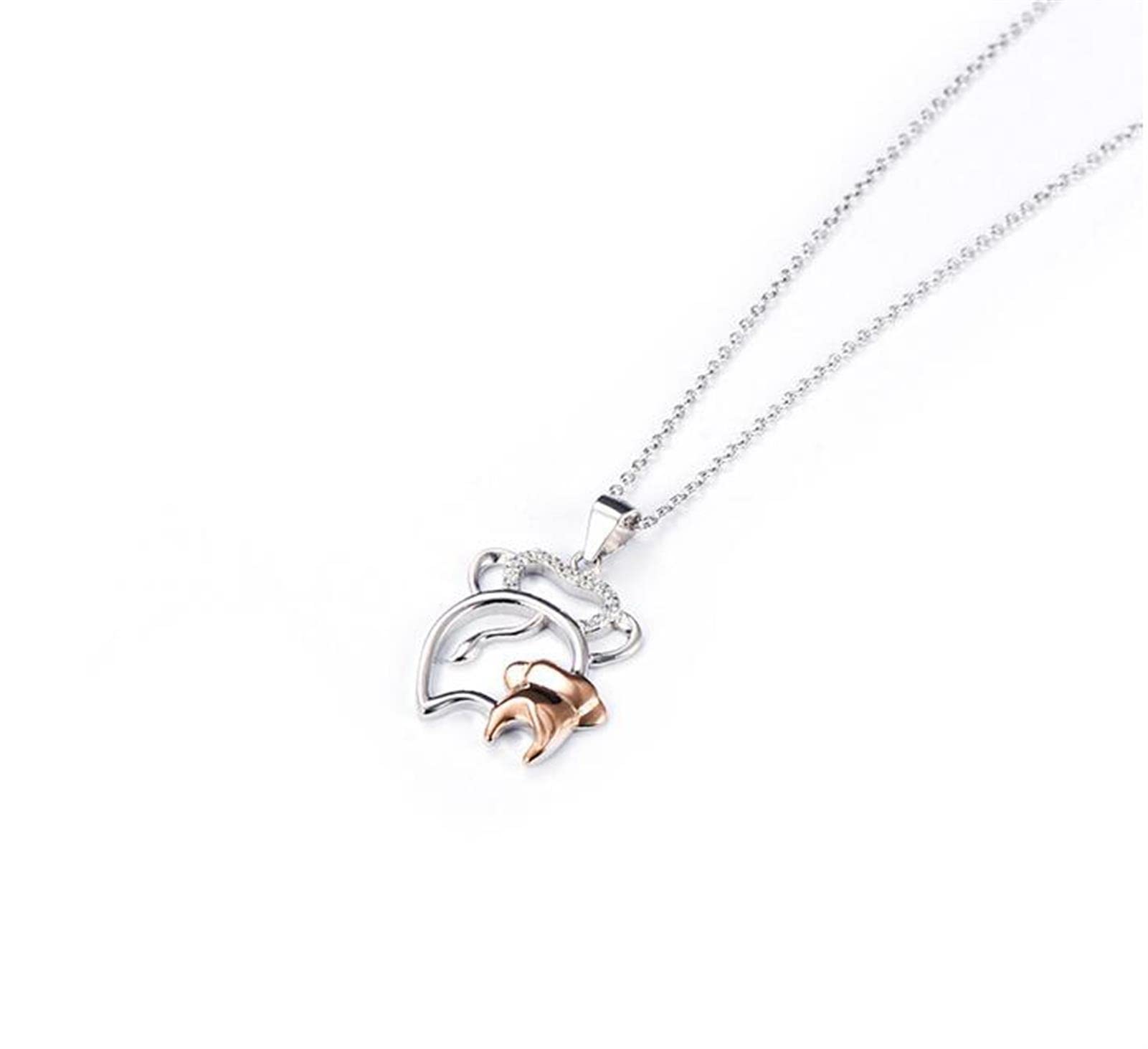 hixswnu Collana Catena Ciondolo Catena 925 Argento Animale Madre e Bambino Ciondolo Oro Rosa Grande Regalo per Donne e Madri
