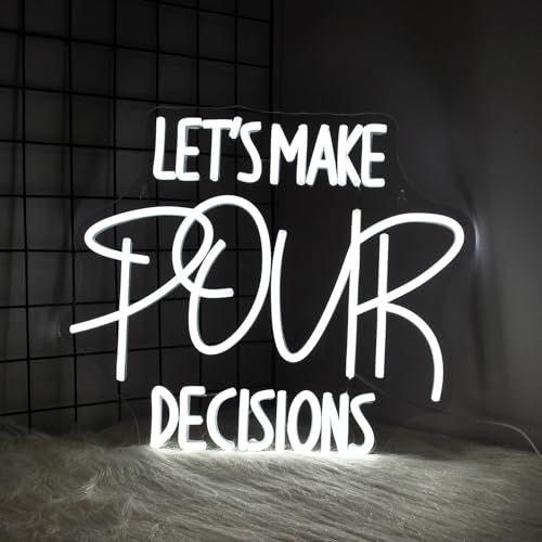 Whfobfe Let's Make Pour Decisions Neon Sign Led Neon Light Neon Signs for Wall Decor USB Powered Led Neon Signs for Room Decoration