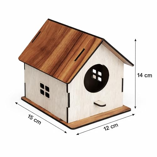 Image of Deskart Wooden Bird House | WallPatch Wooden Bird Nest for Balcony, Window and Garden | Suitable for Sparrow and Kingfisher etc. Birds