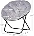 VECELO Saucer Chair for Adults, Folding Moon Chair with Metal Frame, Faux Fur for Bedroom, Living Room, Dorm Room, Apartment, Grey