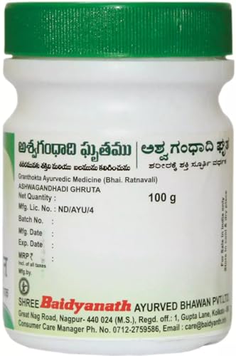Image of Baidyanath Asli Ayurved Ashwagandhadi Ghruta 100g - Immune Boost, Metabolism, Stress Reduction, Muscle Strength, Fertility, Cardiac Health