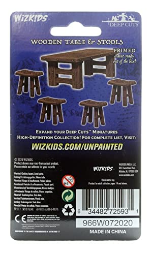 Table et tabourets miniatures bois Deep Cuts figurines de table RPG