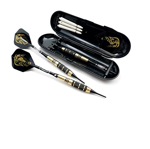 BIPY - Juego de dardos Harrows de nailon con punta suave de 18 gramos, cañas electrónicas de aluminio y vuelos de PET profesionales de metal con funda Cover