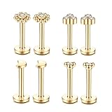 Gnoliew 16G 316L Stainless Steel Labret Monroe Lip Ring Studs Cartilage Helix Tragus Conch Daith Nose Piercing Jewelry. (A5,8mmPost)