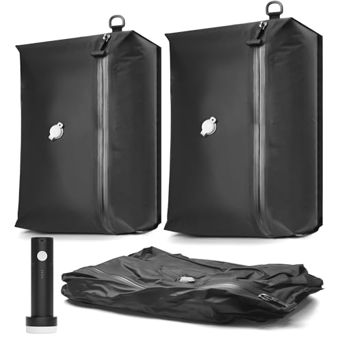 SUOCO Travel Pack Vacuum Kit, Travel Vacuum Bags with Wireless Electric Pump, Clothing Compression Packing Cubes for Carry-On Luggage Backpack Suitcase, 2 Small