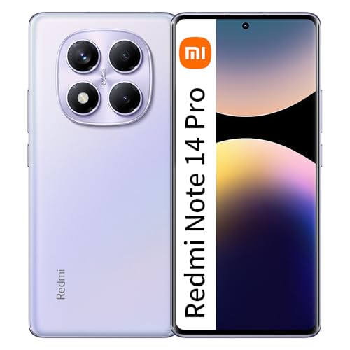 XIAOMI Redmi Note 14 Pro 12GB RAM + 512GB ROM Smartphone 6.67 Pulgadas 120Hz 200MP Batería 5500mAh 45W Wired Fast Charging, Aurora Violeta（Sin Cargador）