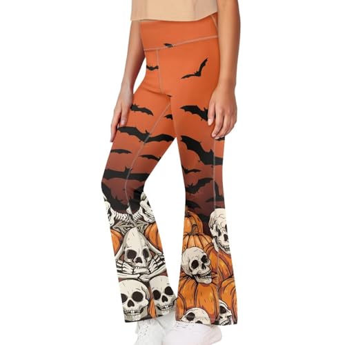 Image of Girls Leggings Floral Print High-Waisted Flared Pants 5-14 Years