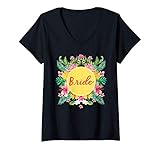 Photo Gallery donna bride - beautiful cute artistic flower bridal gift design maglietta con collo a v Photo Gallery donna bride - beautiful cute artistic flower bridal gift design maglietta con collo a v
