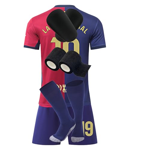 ZSJMY Neues Fußbal Trikot Set Kinder Fussball Trainingstrikot Heim/Auswärts Fußball Trikot Fans Fußballtrikots Schnell Trocknendes Atmungsaktives Fußballtrikot Mit Schienbeinschoner