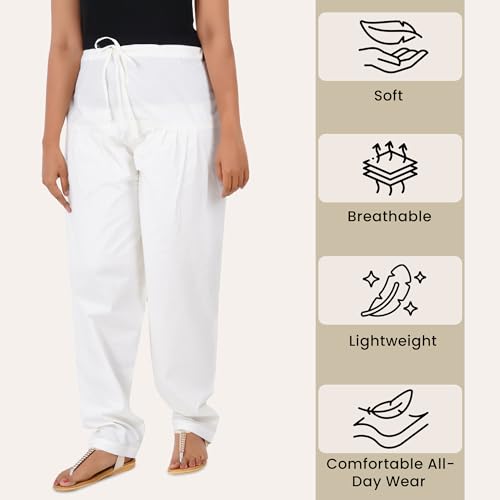 Image of Happy Bunny Salwar Pant for Women, Fine Cotton Ethnic Trousers with Drawstring Waist, Comfortable Daily, Office & Casual Wear Bottoms