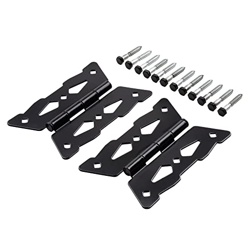 Image of National Hardware N109-218 SPB8443 2-Pack Decorative Butterfly Door Hinges Black Steel Gate Hinges for Outdoor Wood Vinyl Steel Shed Doors with Mounting Hardware