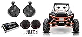 Rockville Audiosavings Bundle: (1) Pair RWB80B Black 8' Marine Wakeboard Tower Speakers Bundle with Soundstream ST4.1000D 4-Ch Amplifier & MB Quart N2-WBT Rocker Switch Bluetooth Controller (4 Items)