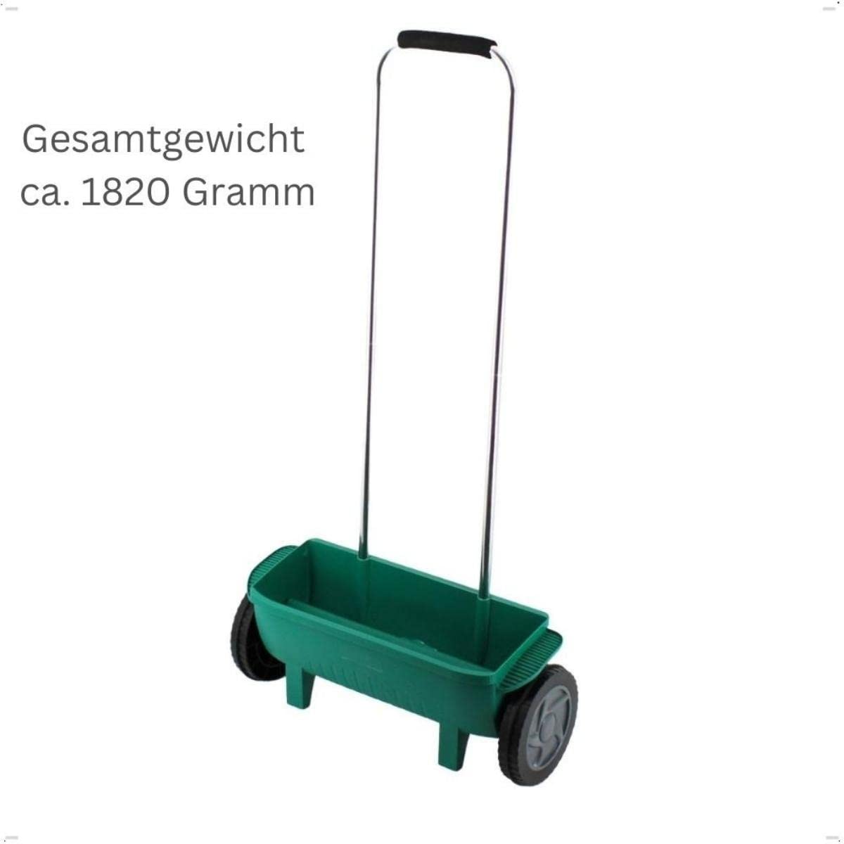 Rekord Streuwagen 12 Liter mit Schieberegler für Salz und Sand, Universalstreuwagen für Saat, Dünger-streuer, Kalk-streuer, Sand-streuer, Salz-streuer, Splitt-streuer