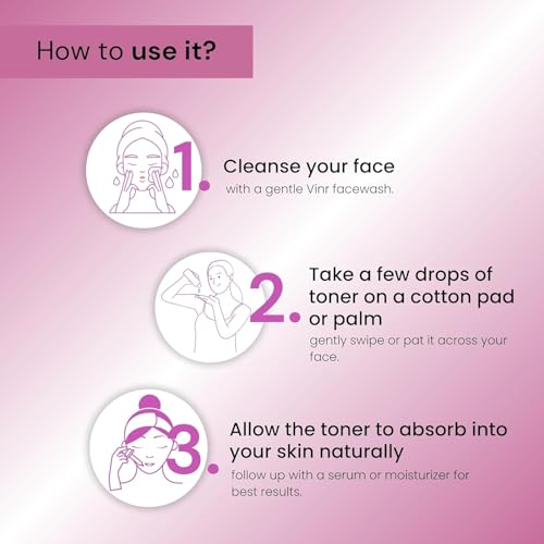 Image of VINR 7% Glycolic Acid Toner For Glowing Skin with 2% Niacinamide & 0.5% Hylauronic Acid |Dull & Uneven Texture, Pores & Blackheads | Hydrating Daily Face Toner for Women & Men | All Skin Types - 200ml ( Pack of 2)