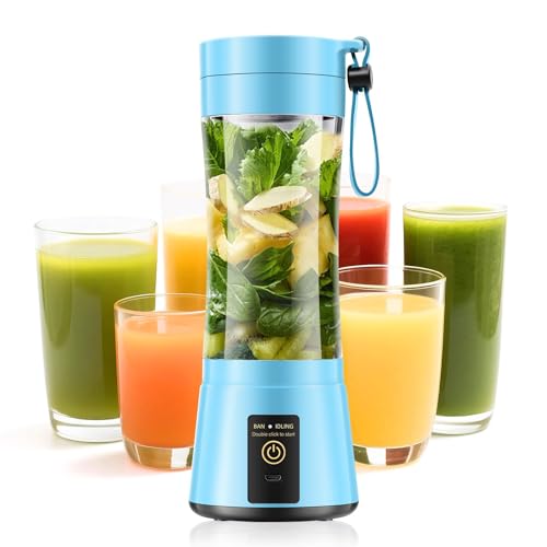Portable Blender for Smoothies & Shakes - Cordless Personal Size Blender with 6 Blades
