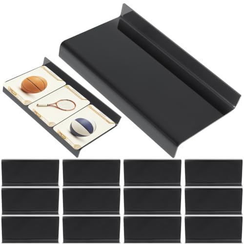 AIHSUMC 12 Pcs Trading Card Risers for Display Case Acrylic Display Risers for Sports Cards Black Tiered Display Stand for Cases & Retail Glass Graded Card Display Stand for Cardshow Vendor