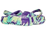 Crocs Unisex-Child Kids' Classic Marbled Tie Dye Lined Clogs, Fuzzy Slippers, Neon Purple/Multi, 5 Toddler