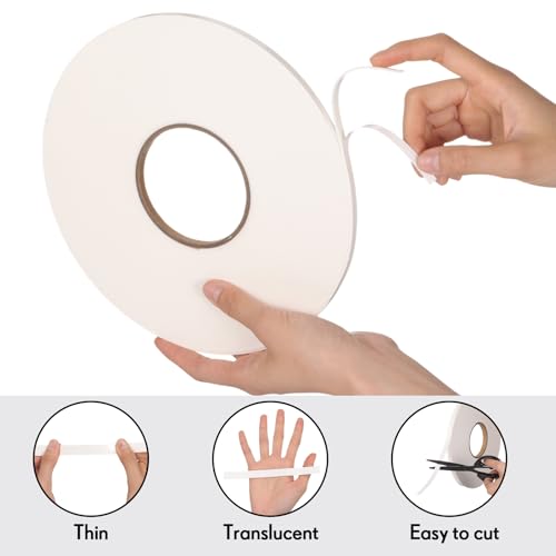 Image of Tatuo 2 Rolls Double Sided Foam Tape PE Foam Tape Sponge Soft Mounting Adhesive for DIY Craft Picture Poster Hanging(1 /4 Inch by 66 Feet,White)