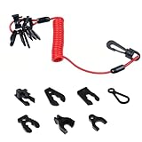 dawfall Boat Kill Switch Keys, Emergency Flame-Out Spring Rope with Seven Buckles, 3.07 '-46.85' Retractable Long Distance Engine Shutdown Ropes, Universal for Most Motorboat Boat (Red)