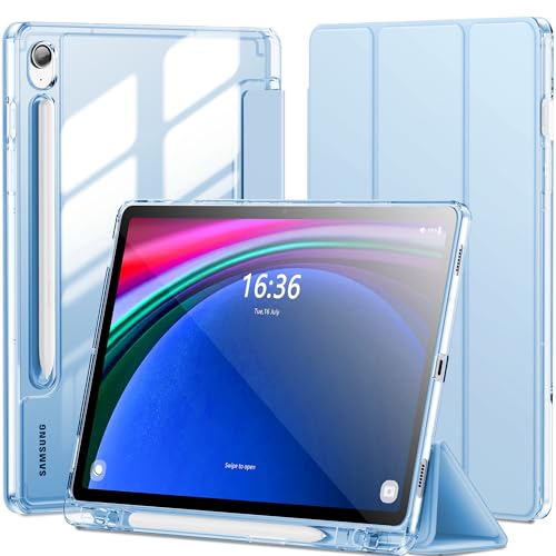 INFILAND Case for Samsung Galaxy Tab S10 Lite /S10 FE/ S9 FE 5G 10.9 Inch/Tab S9 11 Inch with S Pen Holder, Slim Clear Protective Cover Support Auto Wake/Sleep (Blue)
