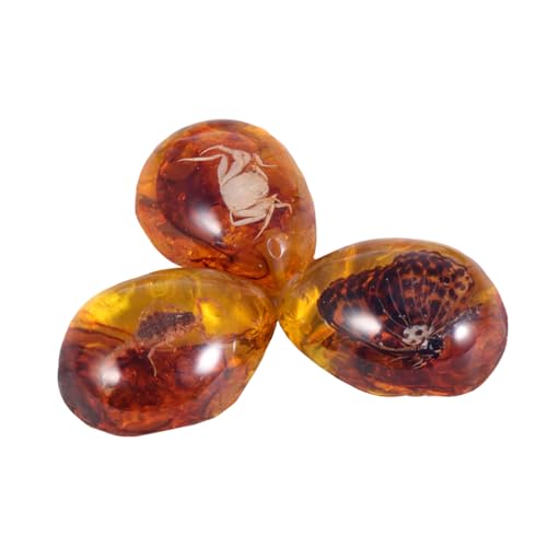 BUGUUYO 3 Pcs Amber with Insect Inside Specimen Amber Earring Amber Pendants Amber Ornament Stone Amber Natural Amber Collection Amber Real Specimen Amber Charm Decoration Untreated Amber