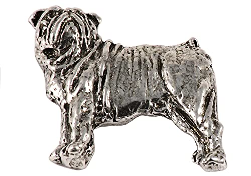 English Bulldog Pin, Full Body, Pewter, D372F, 1 1/8 Inches, Handmade in The USA, Realistic English BullGift, Bull Dog Pin, Metal, Lapel Pins, Hat Pin, Brooch, Gift, Over 90 Dog Breeds Available