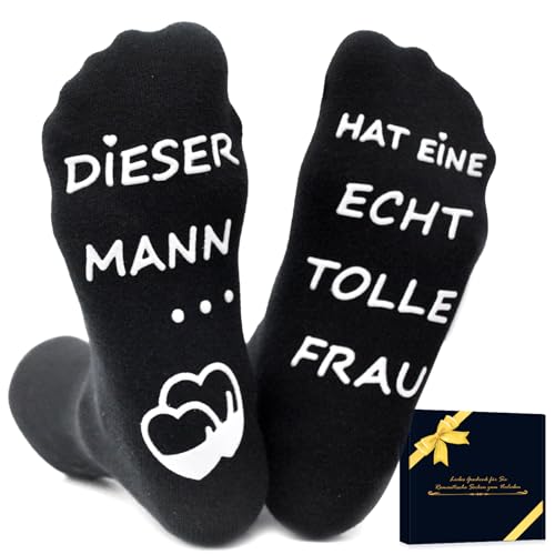 QMofeixiaodianQ Lustige Anti-Rutsch Socken mit Spruch Geschenk für Männer & Paare zum Hochzeitstag oder Geburtstag