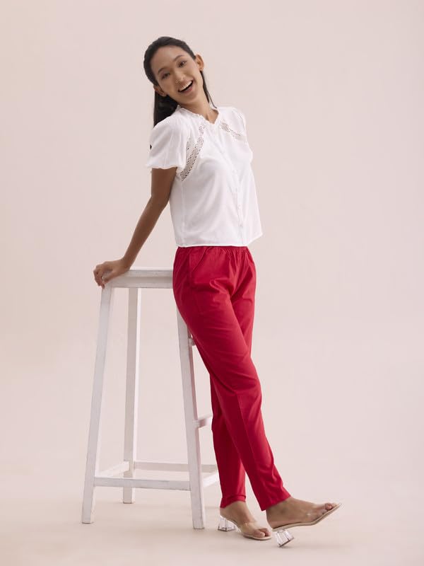 Image of GO COLORS Soft Cotton Pant Full Length for Women| Breathable, Mid Rise