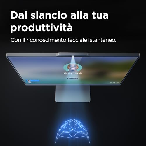 Lenovo IdeaCentre Computer desktop All-In-One, Display 24" FHD, Intel Core i5-13420H, 512GB SSD, RAM 8GB, Base ricarica smartphone wireless, Speakers, WiFi 6, Windows 11 H, Tastiera + Mouse Wireless - Immagine 3