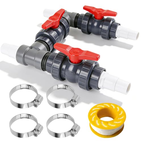 Zinueen Bypass Pool Set für Wärmepumpe Ø 50 mm, Inkl. 32mm/38mm Schläuche & 3 Kugelhähne, Pool Bypass Set für Poolheizung, Wärmepumpe Pool Anschluss-Set