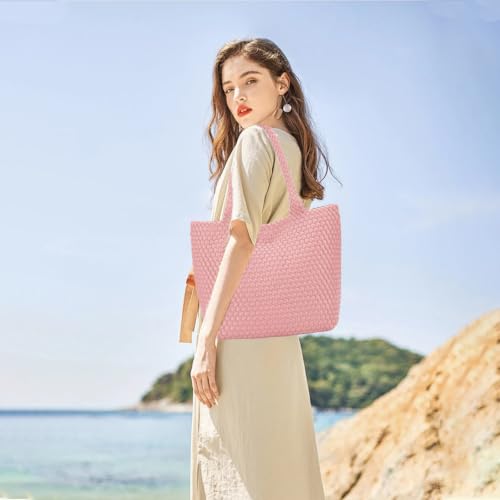 Image of JINMANXUE Fashion Woven Bag Shopper Bag Travel Handbags and Purses Women Tote Bag Large Capacity Shoulder Bags