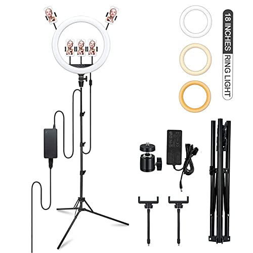 Godox LR150 18" LED Ring Light with 78'' Extendable Tripod Stand, CRI>90 Color Temperature 3000K-6000K Dimmable Brightness Ranges 1%-100% with Cell Phone Holder for Live Stream/Makeup& YouTube (Black)