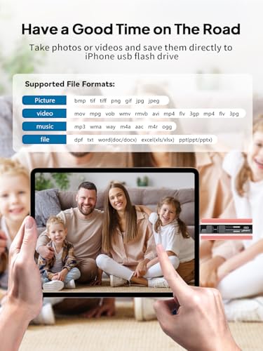 Image of EATOP 512GB Flash Drive Intended for iPhone iPad, USB Photo Stick for Photo & Video Backup, External Phone Memory Storage, No App Required, Compatible with iOS, Android & PC, Rose Pink