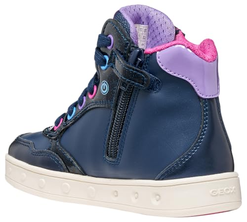 Geox Junior Girl J Skylin Girl E Baskets Bleu Marine/Fuchsia 31_EU