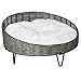 PawHut Cuccia per Cani e Gatti Rialzata in Rattan PE, Lettino per Cani di Taglia Piccola con Cuscino in Peluche Lavabile, Grigio Scuro