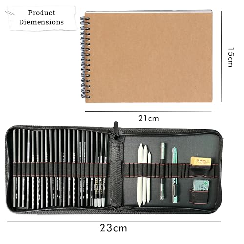 Image of DaKos Sketch Pencil Set - Drawing Pencil Set and Shading Pencil Set for Artists, with A5 Drawing Sketch Book, Perfect Sketching Kit of Charcoal Pencil and Shading Art (30 Pieces)